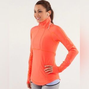 Lululemon Run: Reflect Pullover Light Flare 4 Neon Pink Orange Gym Yoga